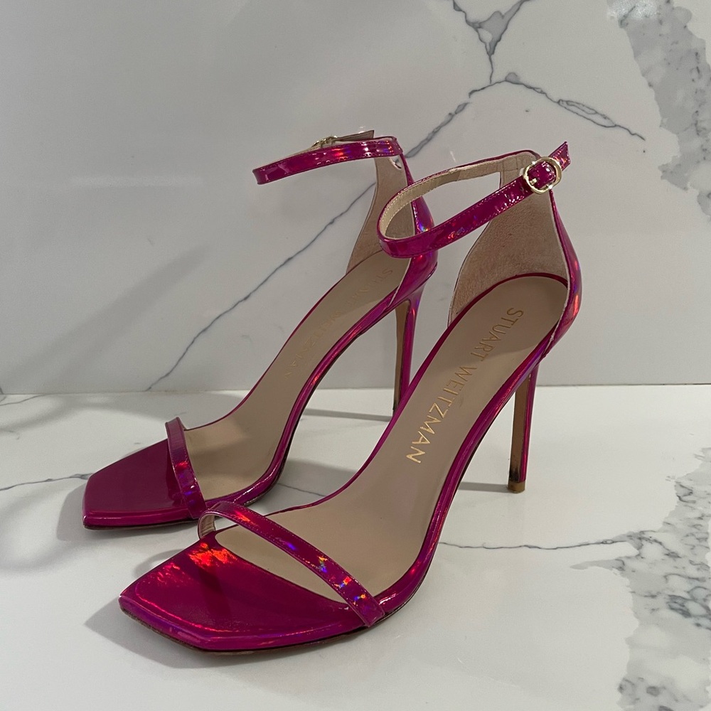 STUART WEITZMAN Hot Pink Metallic Heels